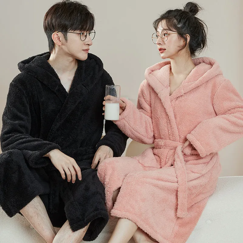INSTOCK-Coral fleece couple pajamas robes