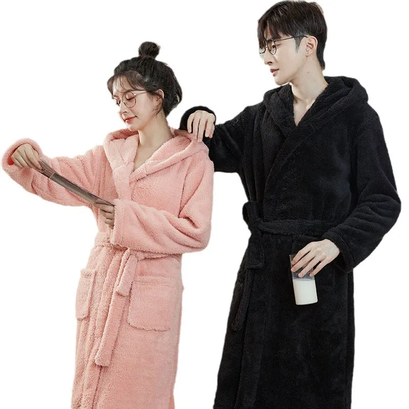INSTOCK-Coral fleece couple pajamas robes