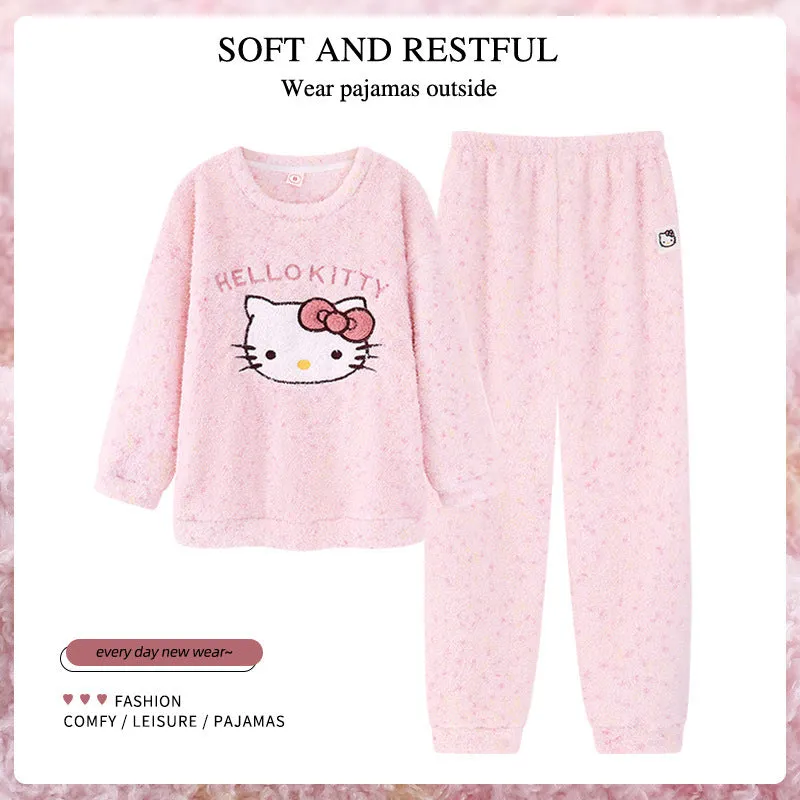 INSTOCK-Cute cartoon coral fleece one-piece pajamas for women