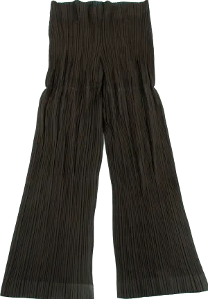 Issey Miyake Japan. Brown Faux Suede Pleats Pants