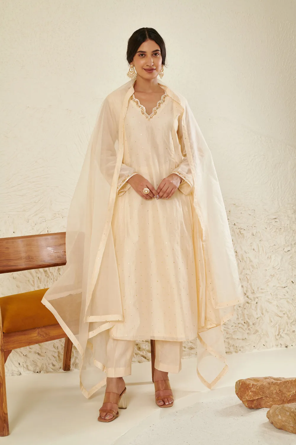 Ivory Embroidered Kurta Set
