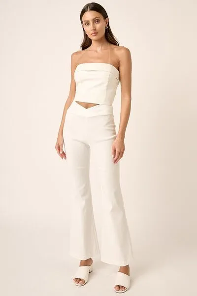 Ivory Surplice V Waist Flare Pants