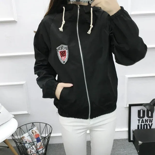 Jackets Women 2018 New Fashion Bomber Jacket Women's Hooded Basic Jacket Casual Thin Windbreaker Female Outwear Women Coat
