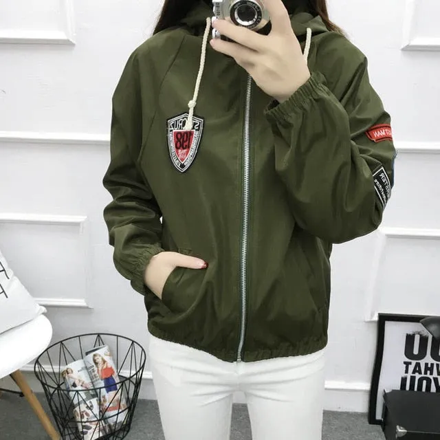 Jackets Women 2018 New Fashion Bomber Jacket Women's Hooded Basic Jacket Casual Thin Windbreaker Female Outwear Women Coat