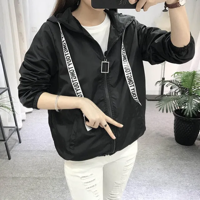 Jackets Women 2018 New Fashion Bomber Jacket Women's Hooded Basic Jacket Casual Thin Windbreaker Female Outwear Women Coat
