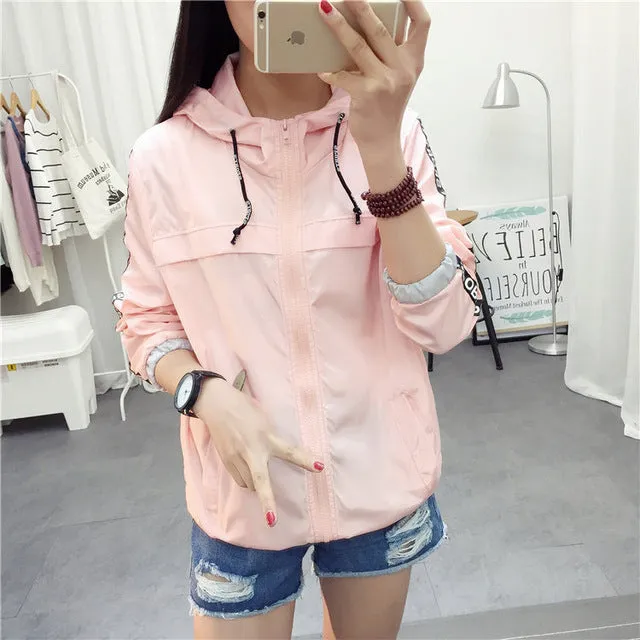 Jackets Women 2018 New Fashion Bomber Jacket Women's Hooded Basic Jacket Casual Thin Windbreaker Female Outwear Women Coat