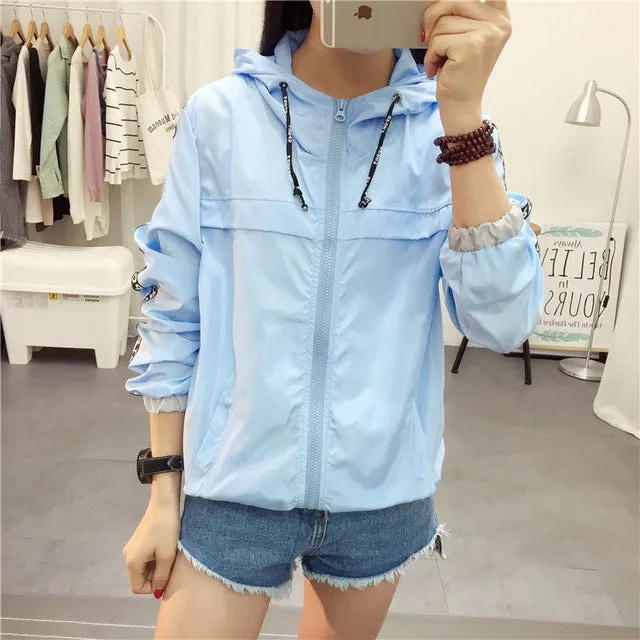 Jackets Women 2018 New Fashion Bomber Jacket Women's Hooded Basic Jacket Casual Thin Windbreaker Female Outwear Women Coat