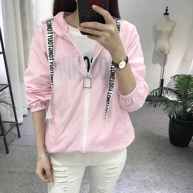 Jackets Women 2018 New Fashion Bomber Jacket Women's Hooded Basic Jacket Casual Thin Windbreaker Female Outwear Women Coat