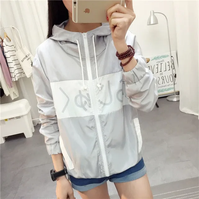Jackets Women 2018 New Fashion Bomber Jacket Women's Hooded Basic Jacket Casual Thin Windbreaker Female Outwear Women Coat