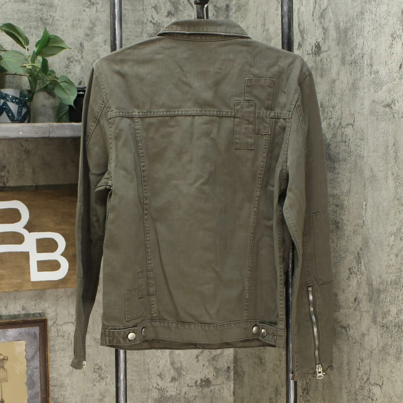 Jackson Men's Deconstructed Trucker Denim Jean Jacket Olive Small