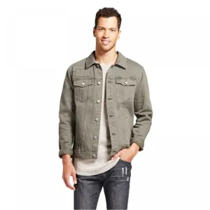 Jackson Men's Deconstructed Trucker Denim Jean Jacket Olive Small