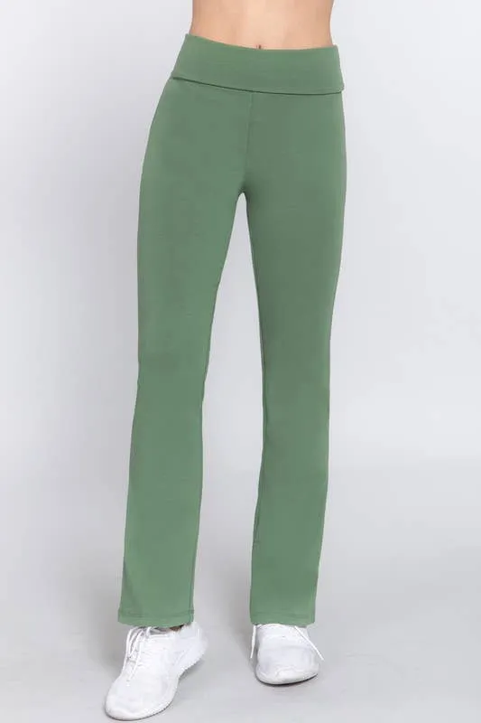 Jade Green Banded Waist Yoga Pants