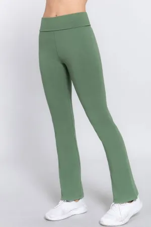 Jade Green Banded Waist Yoga Pants