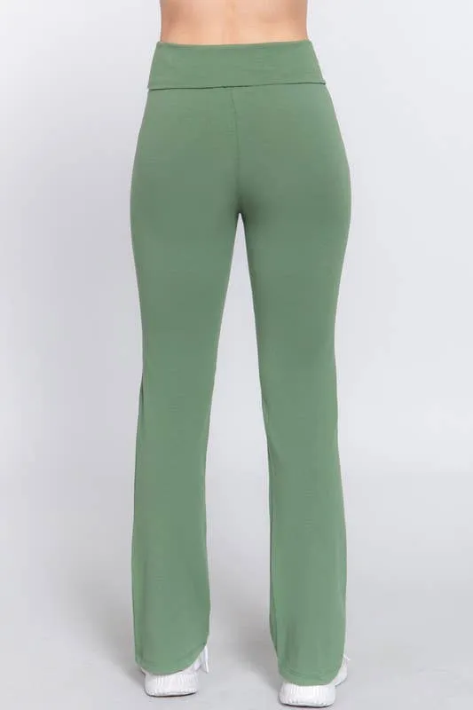 Jade Green Banded Waist Yoga Pants