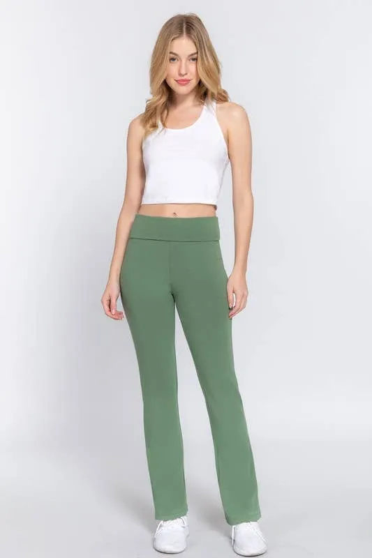 Jade Green Banded Waist Yoga Pants