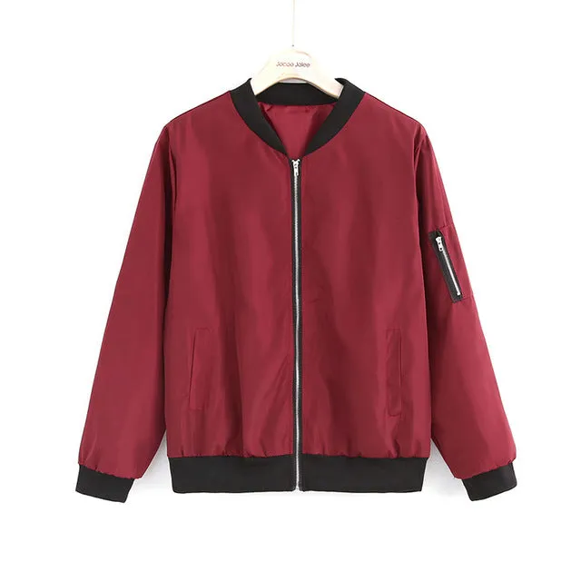 Jocoo Jolee Fashion Bomber Jacket Women Long Sleeve Basic Coats Casual Windbreaker Thin Slim Outerwear Short Jackets 2018
