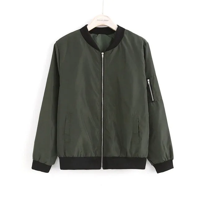 Jocoo Jolee Fashion Bomber Jacket Women Long Sleeve Basic Coats Casual Windbreaker Thin Slim Outerwear Short Jackets 2018