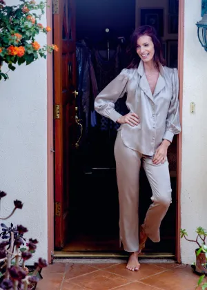 June Pant in Grey Silk