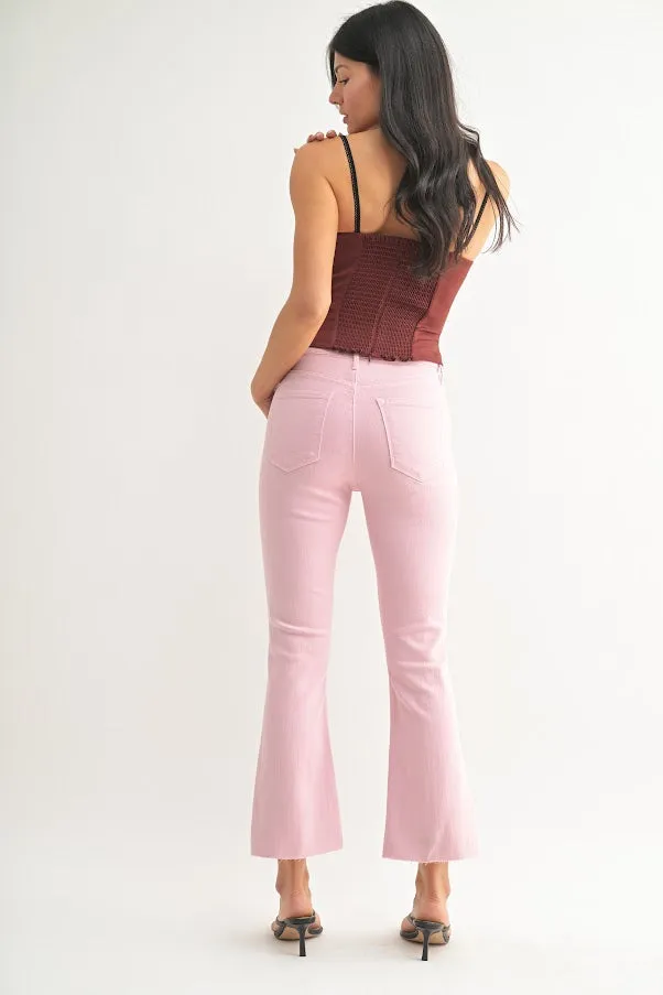 JUSTUSA HR Tonal Crop Flare Jean - Light Rose