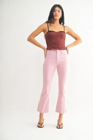 JUSTUSA HR Tonal Crop Flare Jean - Light Rose
