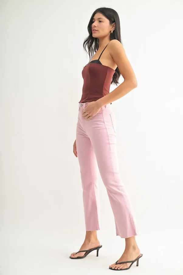 JUSTUSA HR Tonal Crop Flare Jean - Light Rose