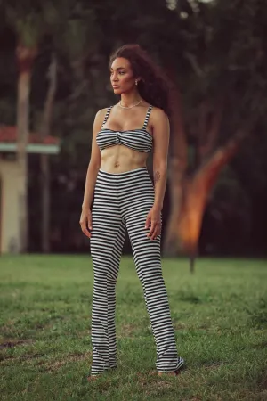KB SWIM FLARE PANTS RETRO STRIPE