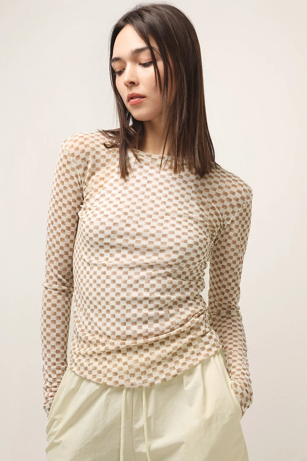 Kelsey Second-skin Checkered Top