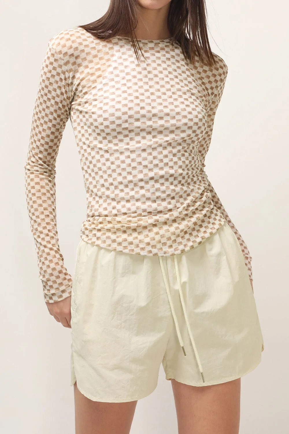 Kelsey Second-skin Checkered Top