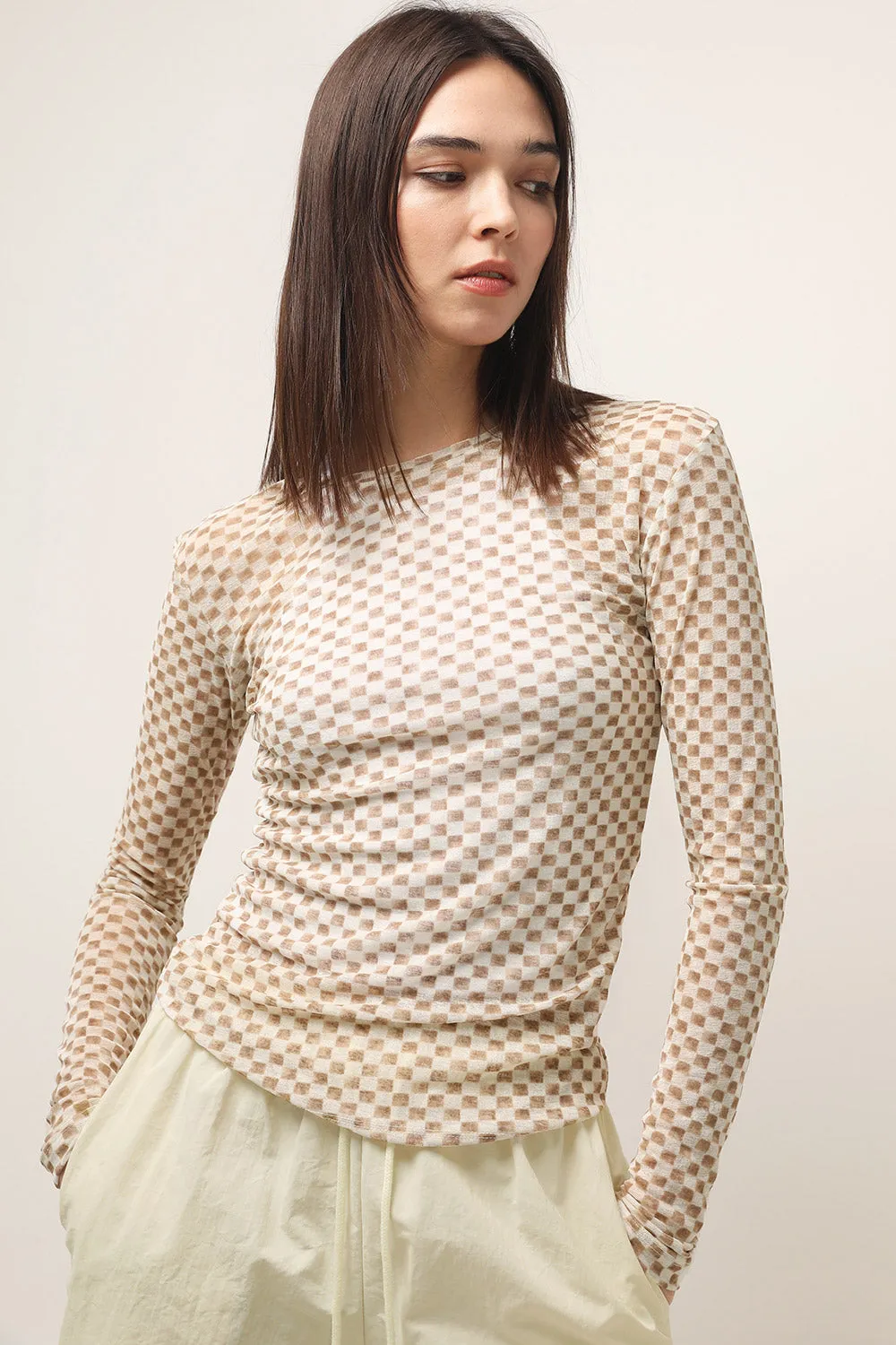 Kelsey Second-skin Checkered Top