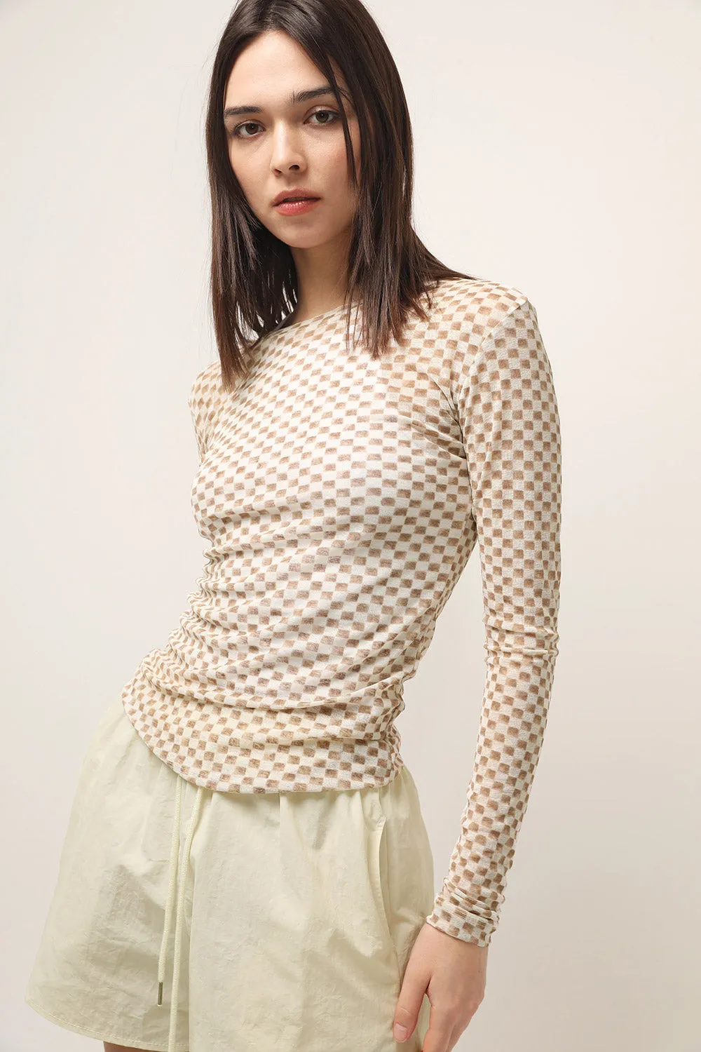 Kelsey Second-skin Checkered Top