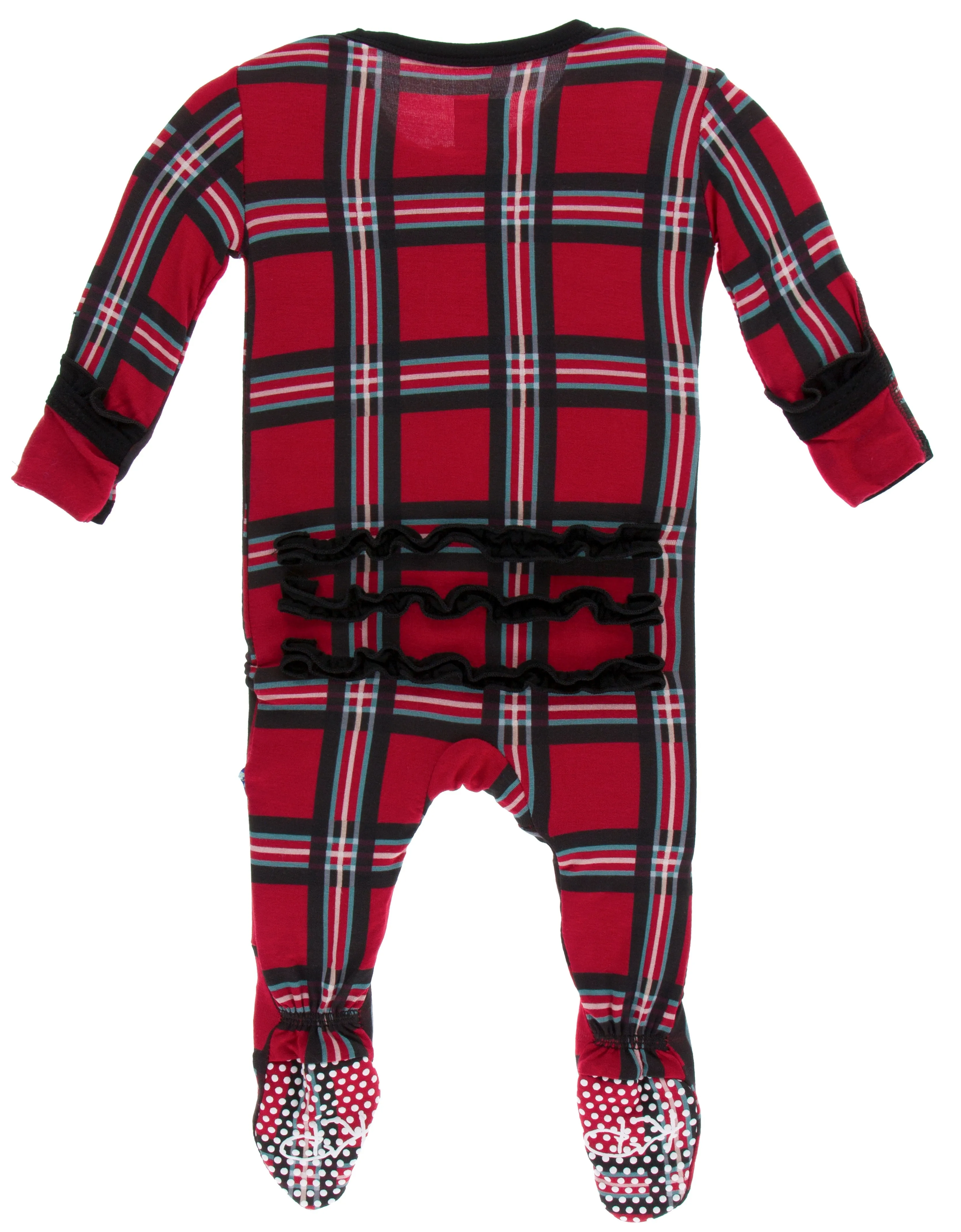 KicKee Pants Christmas Plaid 2019 Classic Ruffle Footie with Snaps