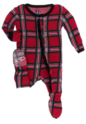 KicKee Pants Christmas Plaid 2019 Classic Ruffle Footie with Snaps