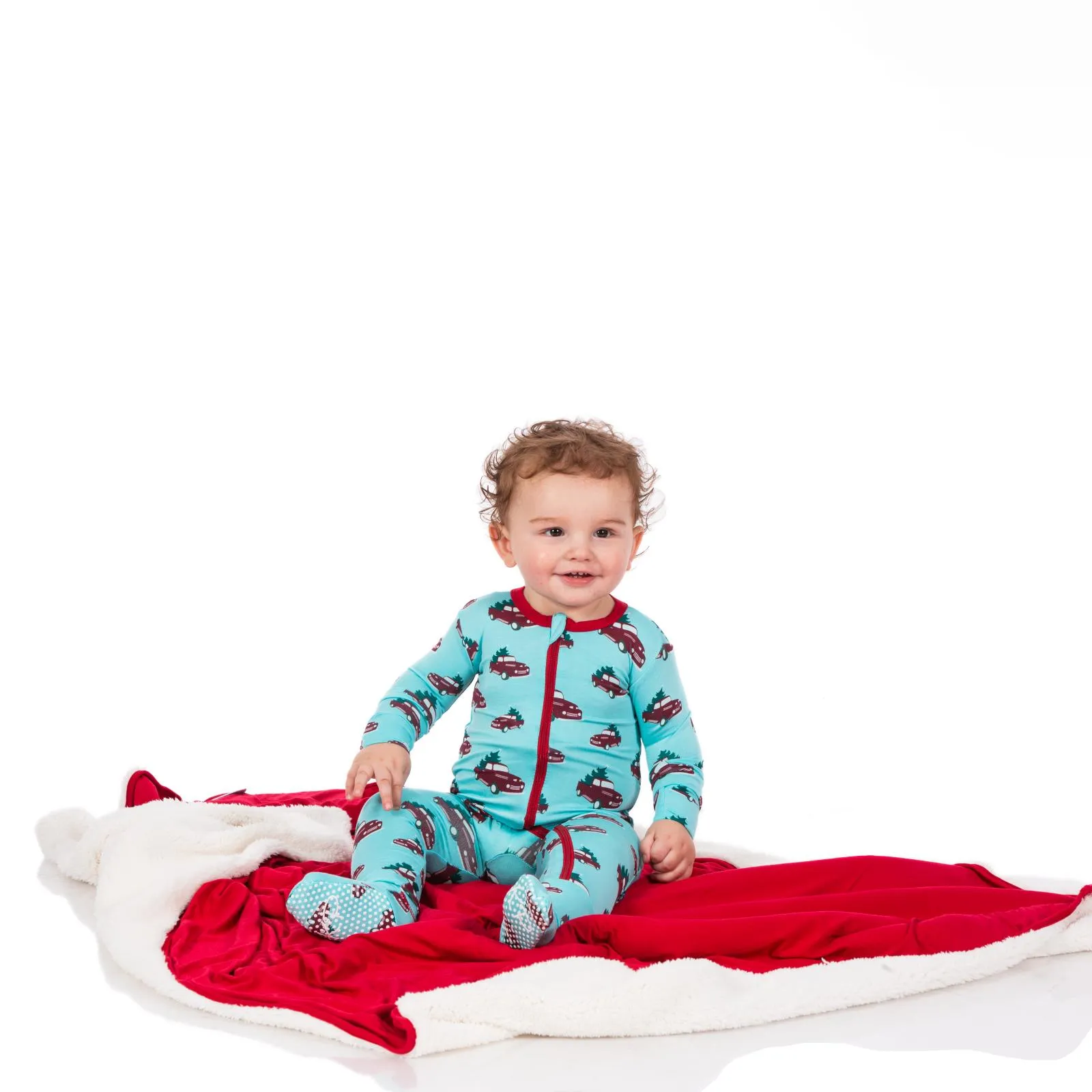 KicKee Pants Iceberg Trucks and Trees Footie with Zipper