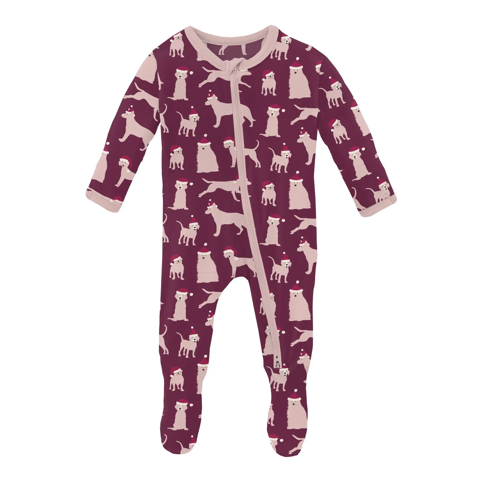KicKee Pants Melody Santa Dogs Footie with 2 Way Zipper
