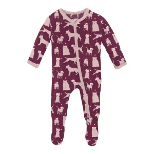 KicKee Pants Melody Santa Dogs Footie with 2 Way Zipper