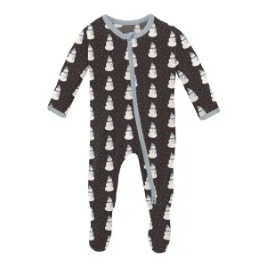 KicKee Pants Midnight Tiny Snowman Footie with 2 Way Zipper