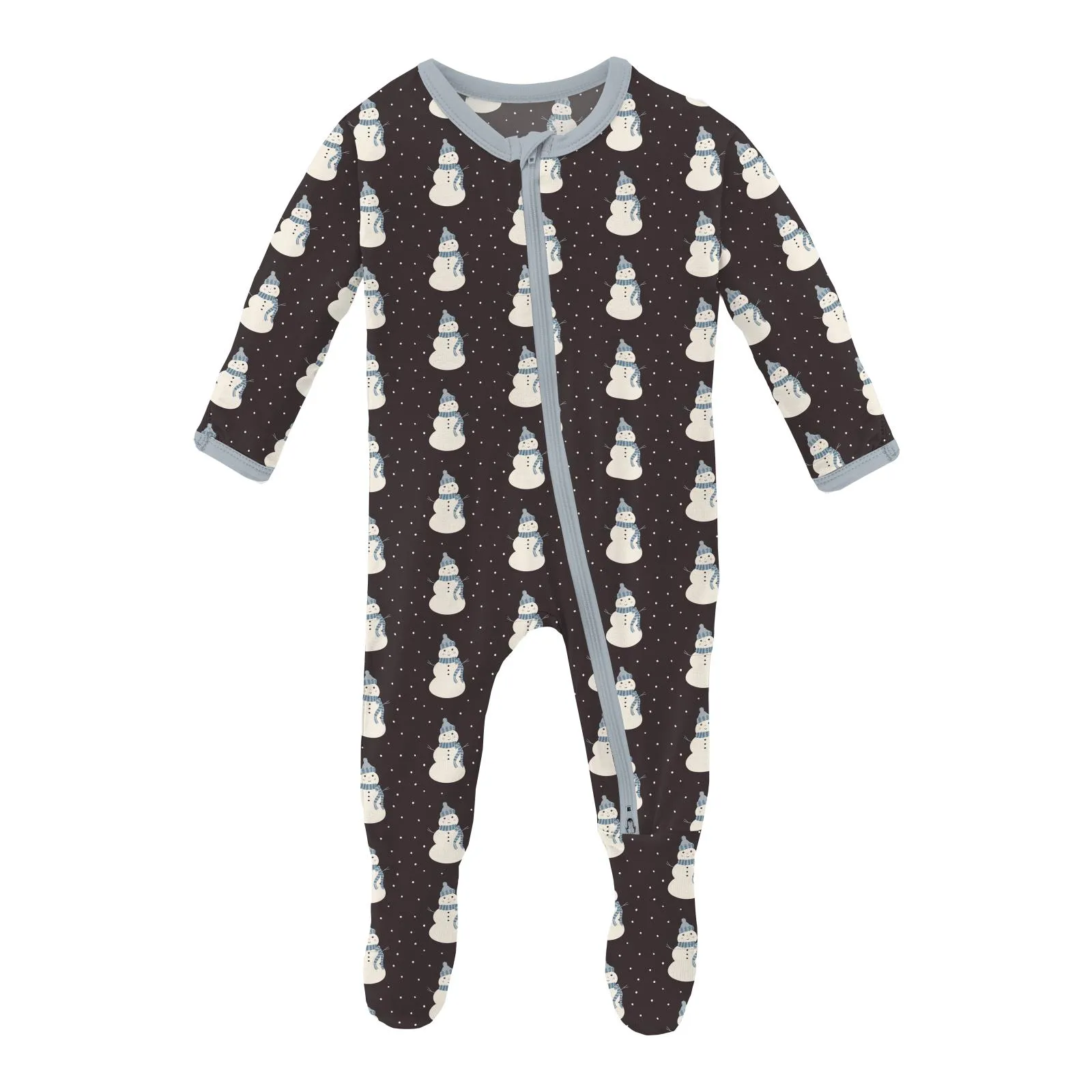 KicKee Pants Midnight Tiny Snowman Footie with 2 Way Zipper