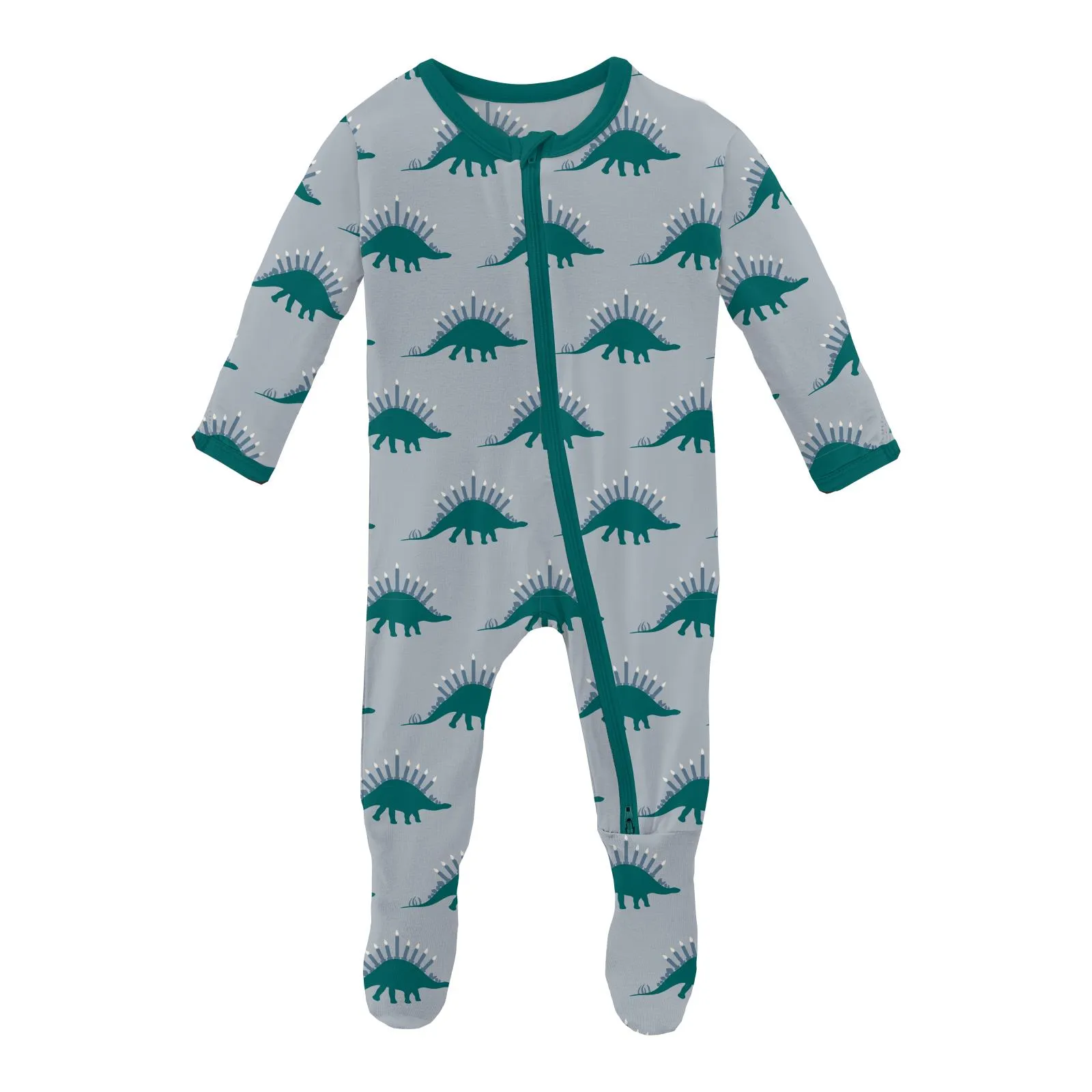 KicKee Pants Pearl Blue Menorahsaurus Footie with 2 Way Zipper