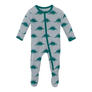 KicKee Pants Pearl Blue Menorahsaurus Footie with 2 Way Zipper