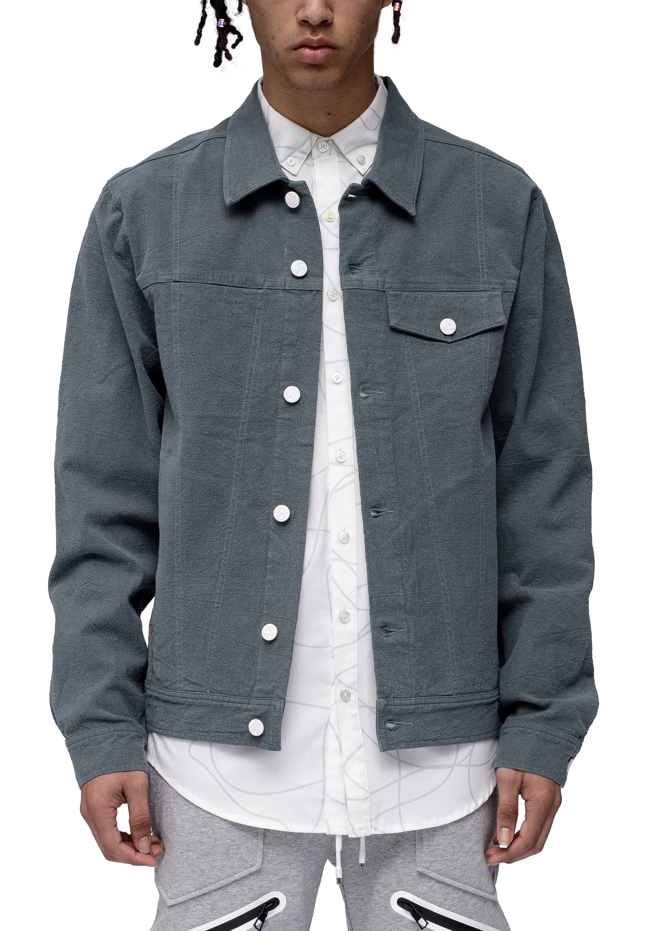 Konus Men's Trucker Jacket In Green