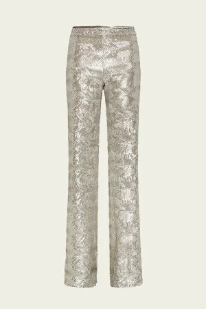 La Danza Del Mare Sequins Flare Pants in Silver
