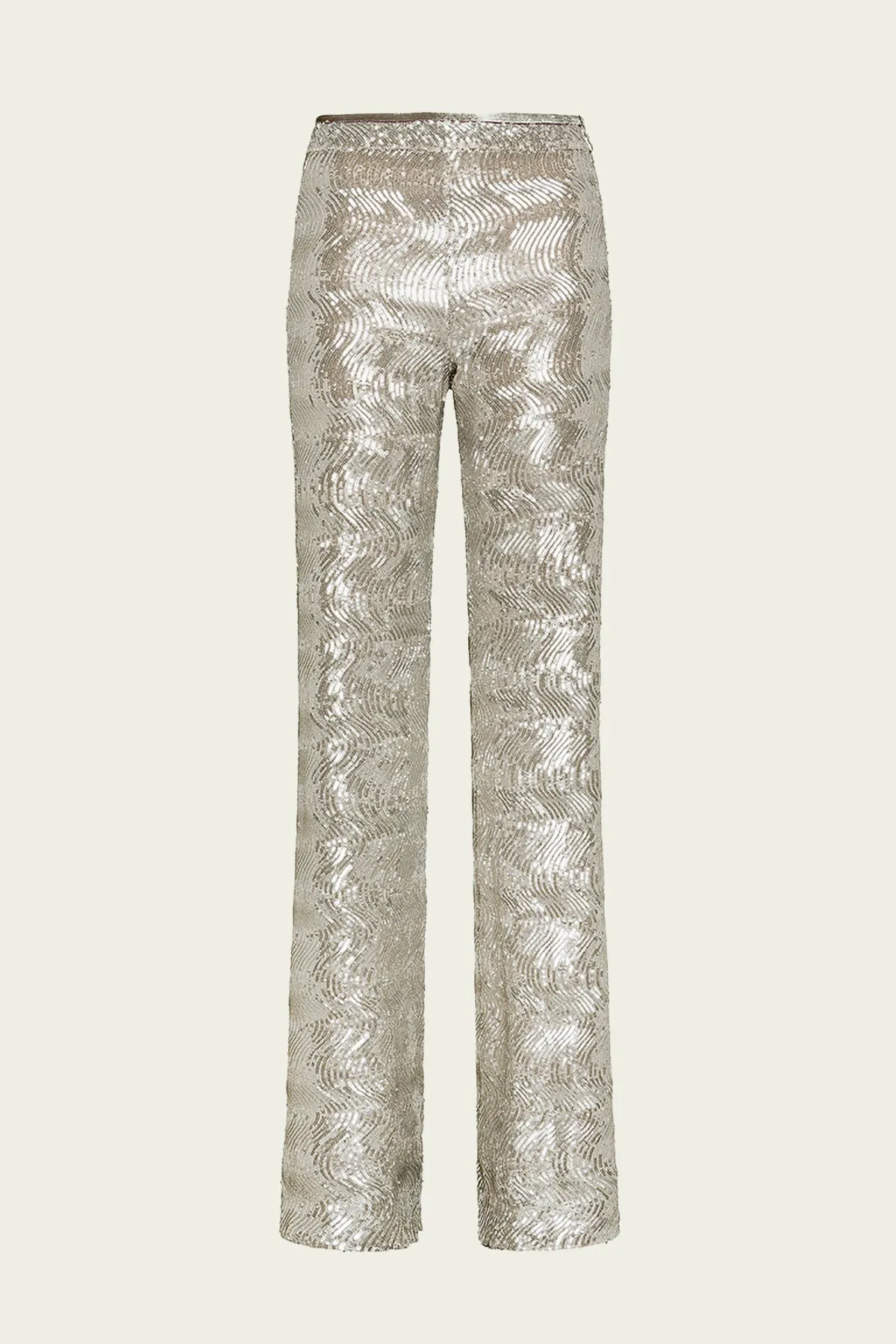 La Danza Del Mare Sequins Flare Pants in Silver