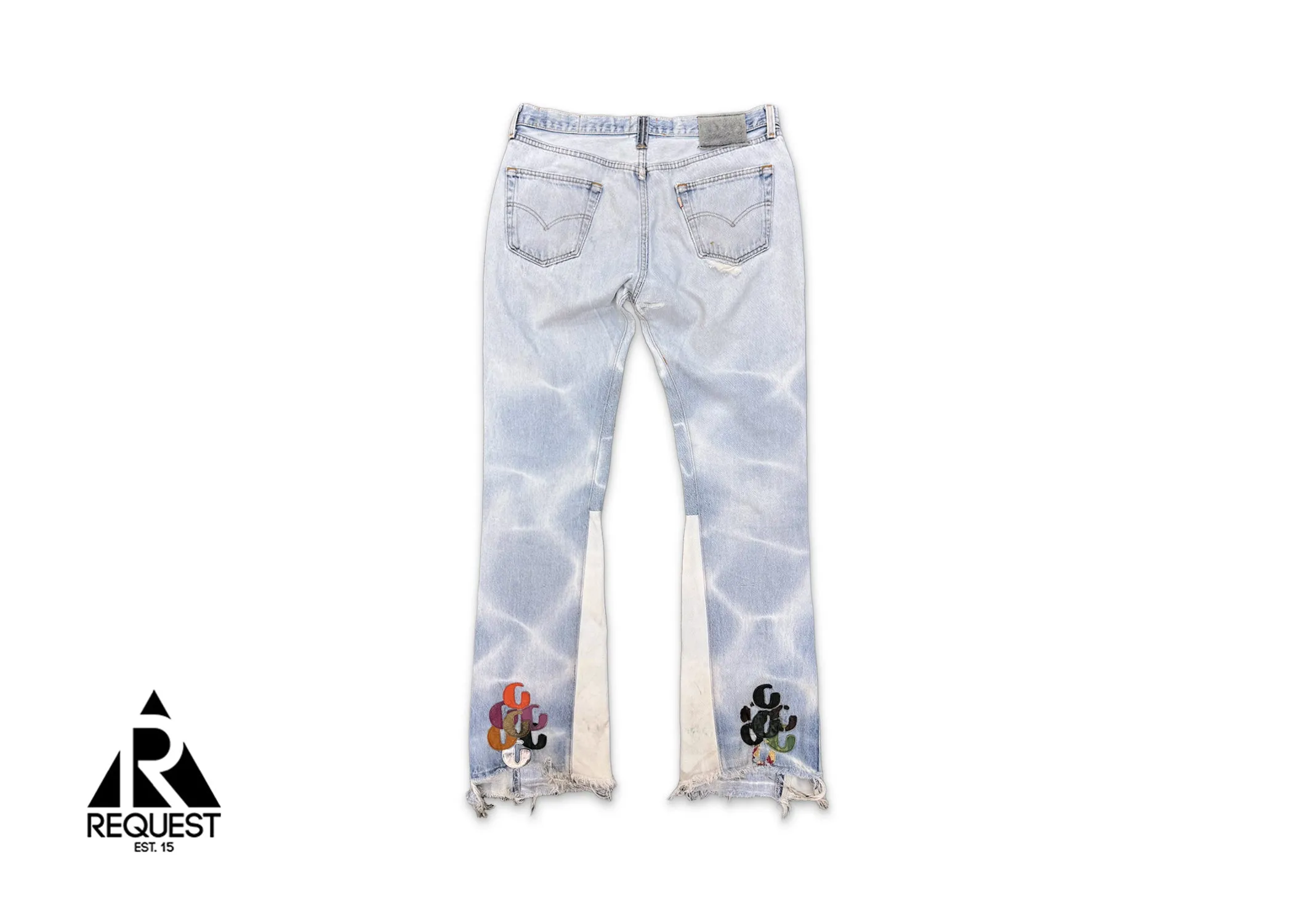 LA Flare Multi G Patch Denim Jeans "Barn Blue"