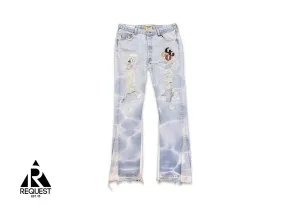 LA Flare Multi G Patch Denim Jeans "Barn Blue"
