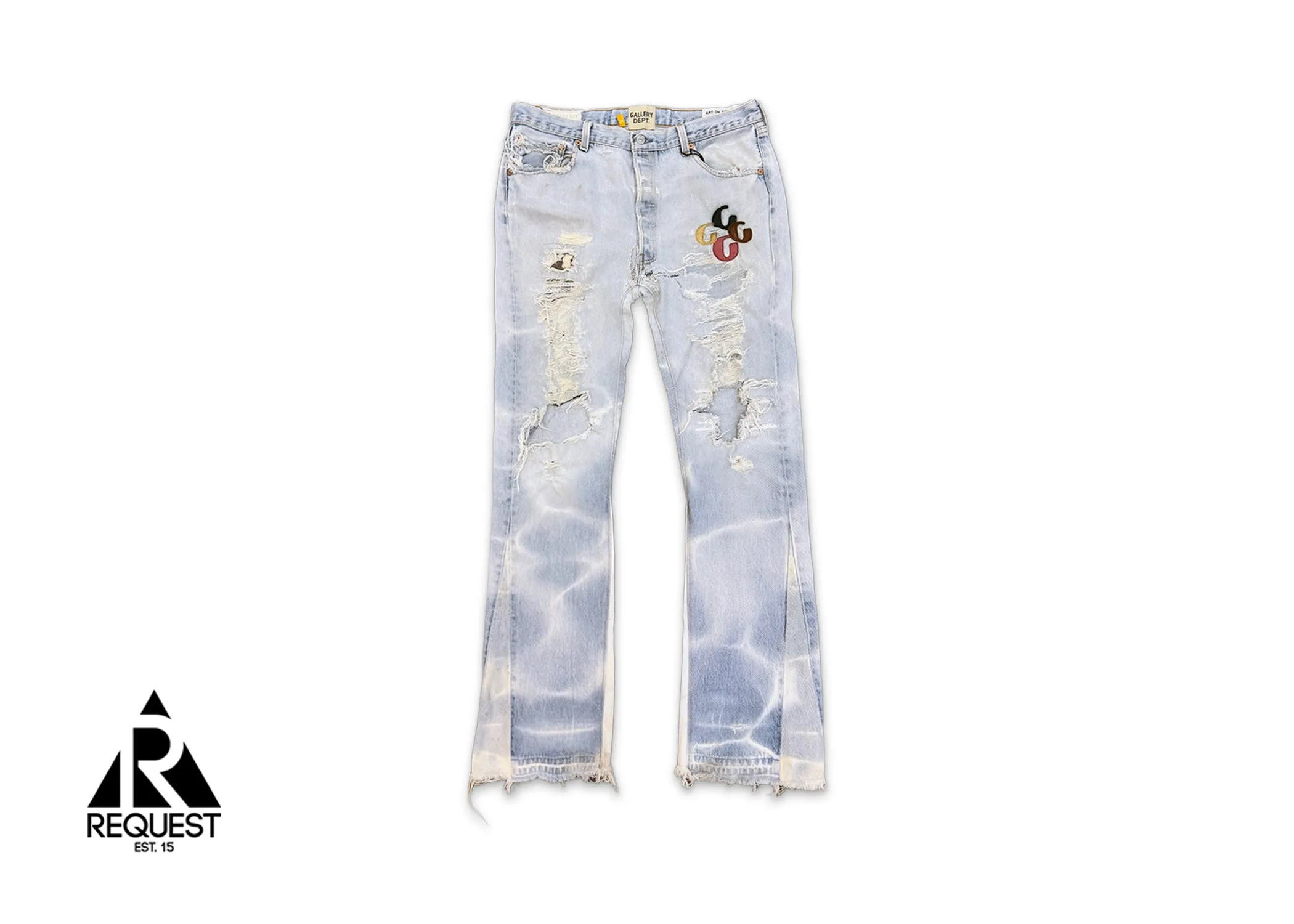 LA Flare Multi G Patch Denim Jeans "Barn Blue"