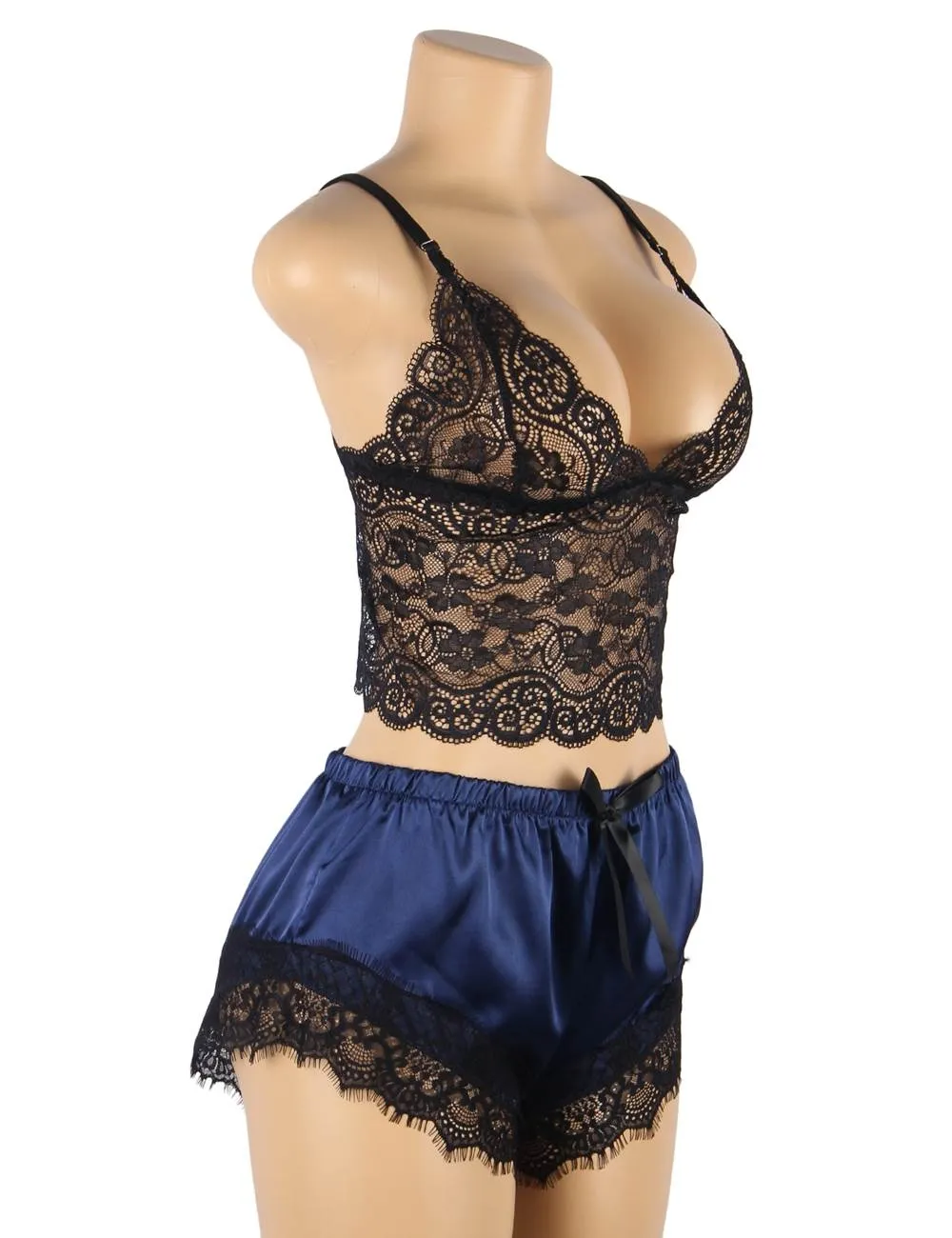 Lace Silk Camisole Home Casual Red Pajamas Set