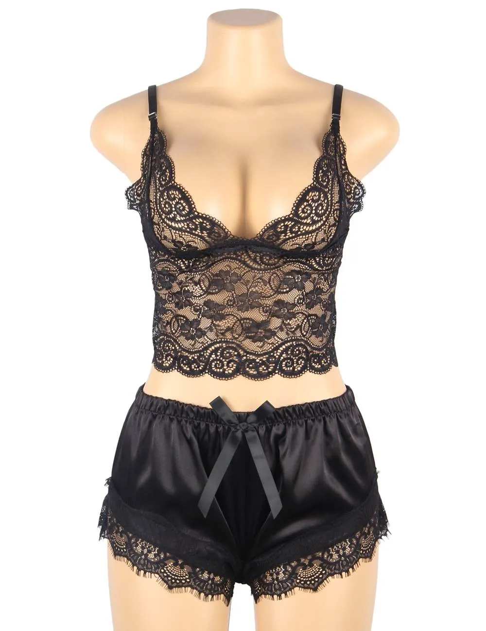 Lace Silk Camisole Home Casual Red Pajamas Set