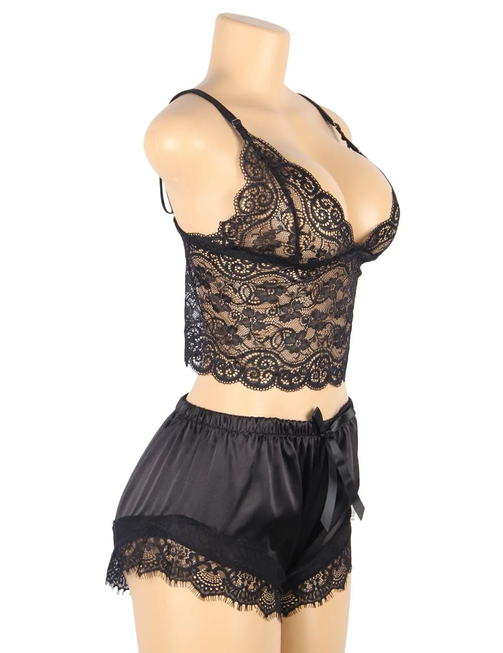 Lace Silk Camisole Home Casual Red Pajamas Set
