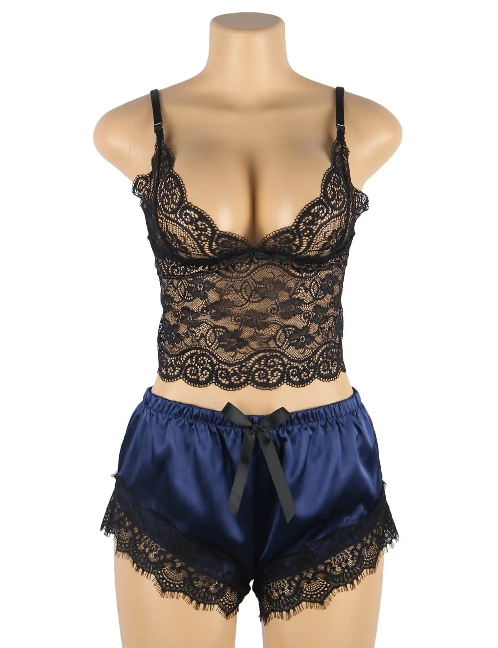 Lace Silk Camisole Home Casual Red Pajamas Set