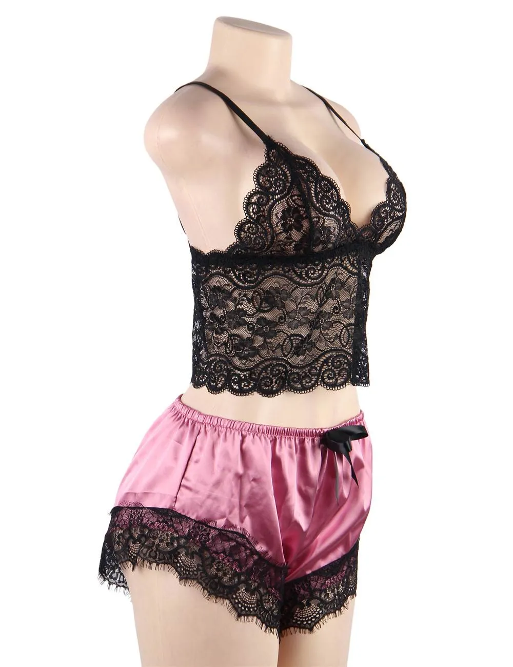 Lace Silk Camisole Home Casual Red Pajamas Set